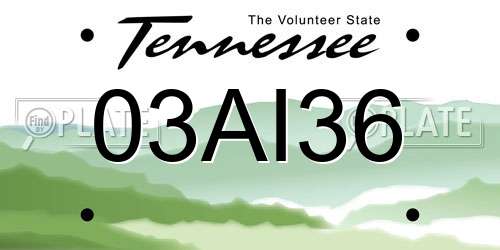 03AI36 Tennessee License Plate
