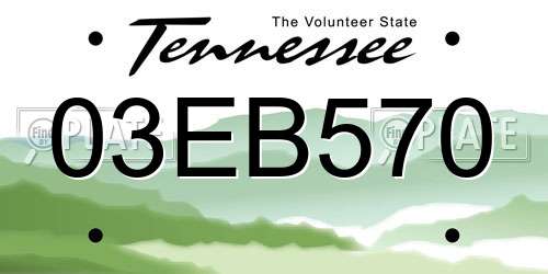 03EB570 Tennessee License Plate