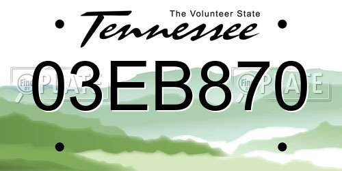 03EB870 Tennessee License Plate