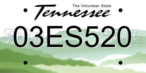 03ES520 Tennessee License Plate