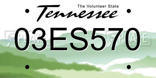 03ES570 Tennessee License Plate