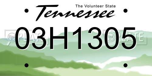 03H1305 Tennessee License Plate