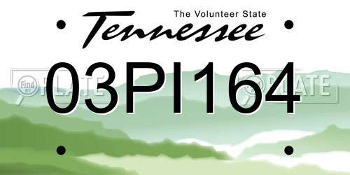 03PI164 Tennessee License Plate