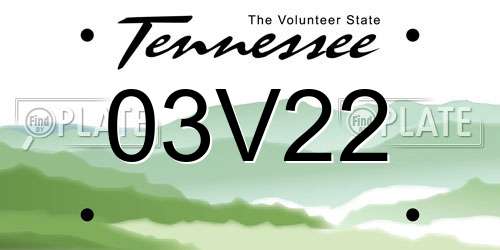 03V22 Tennessee License Plate