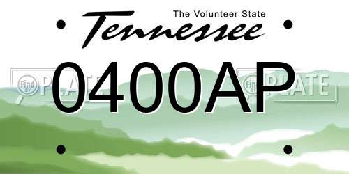 0400AP Tennessee License Plate