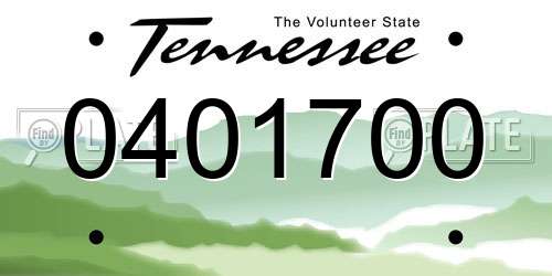 0401700 Tennessee License Plate