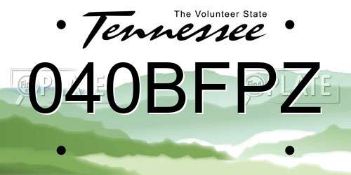 040BFPZ Tennessee License Plate