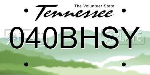 040BHSY Tennessee License Plate