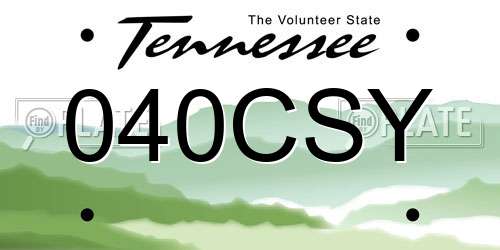 040CSY Tennessee License Plate