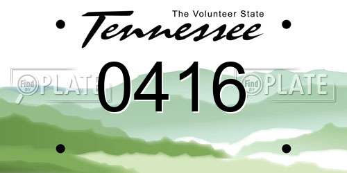 0416 Tennessee License Plate