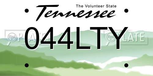 044LTY Tennessee License Plate