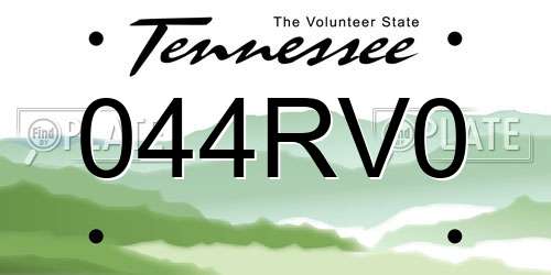 044RV0 Tennessee License Plate