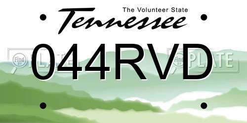 044RVD Tennessee License Plate