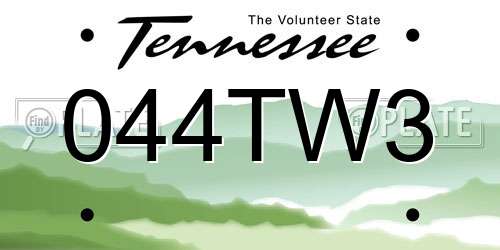 044TW3 Tennessee License Plate