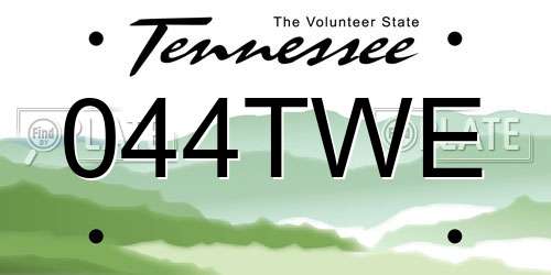044TWE Tennessee License Plate