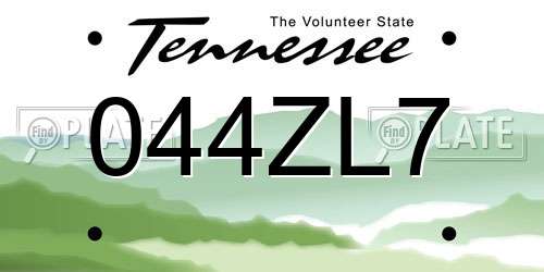 044ZL7 Tennessee License Plate