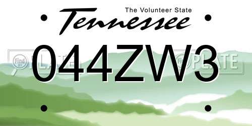 044ZW3 Tennessee License Plate