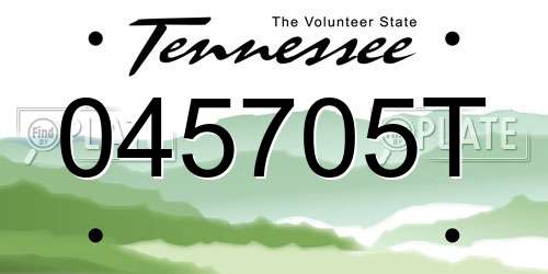 045705T Tennessee License Plate
