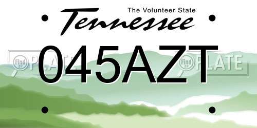 045AZT Tennessee License Plate