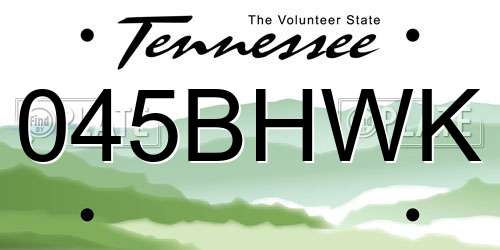 045BHWK Tennessee License Plate