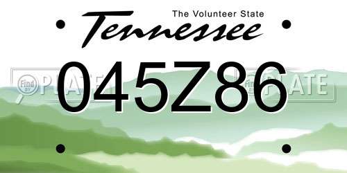 045Z86 Tennessee License Plate