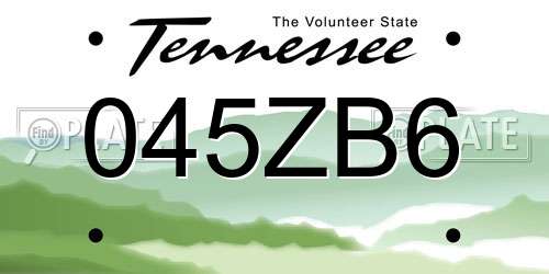 045ZB6 Tennessee License Plate