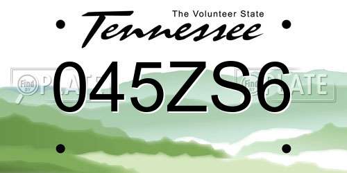 045ZS6 Tennessee License Plate