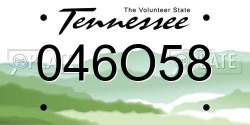 046O58 Tennessee License Plate