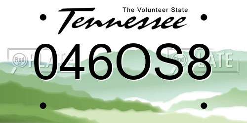 046OS8 Tennessee License Plate