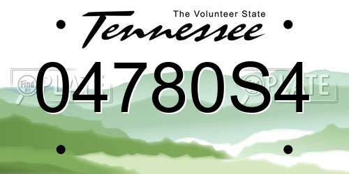 04780S4 Tennessee License Plate