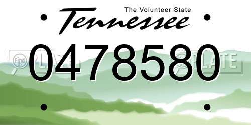 0478580 Tennessee License Plate