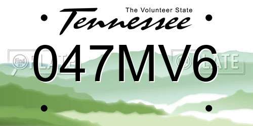 047MV6 Tennessee License Plate