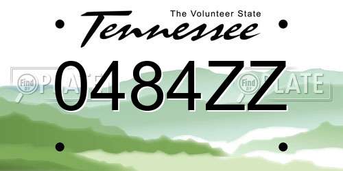 0484ZZ Tennessee License Plate