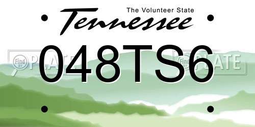 048TS6 Tennessee License Plate