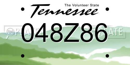 048Z86 Tennessee License Plate