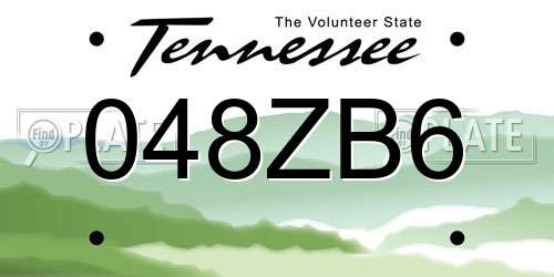 048ZB6 Tennessee License Plate