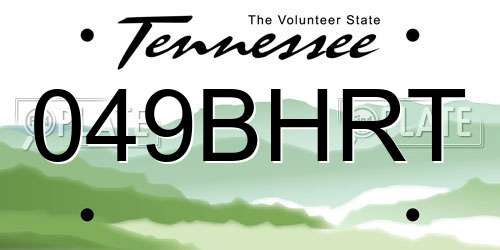 049BHRT Tennessee License Plate
