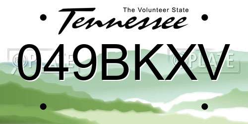 049BKXV Tennessee License Plate