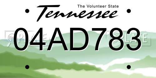 04AD783 Tennessee License Plate