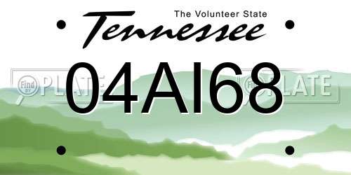 04AI68 Tennessee License Plate