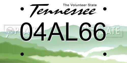 04AL66 Tennessee License Plate