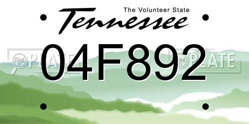 04F892 Tennessee License Plate