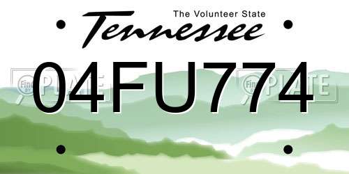 04FU774 Tennessee License Plate