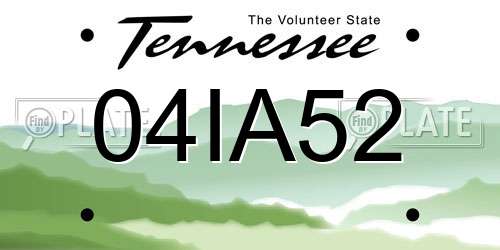 04IA52 Tennessee License Plate