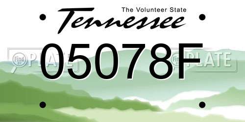 05078F Tennessee License Plate