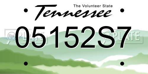 05152S7 Tennessee License Plate