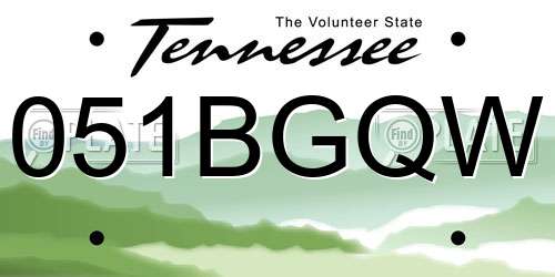 051BGQW Tennessee License Plate