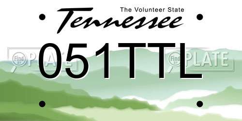 051TTL Tennessee License Plate