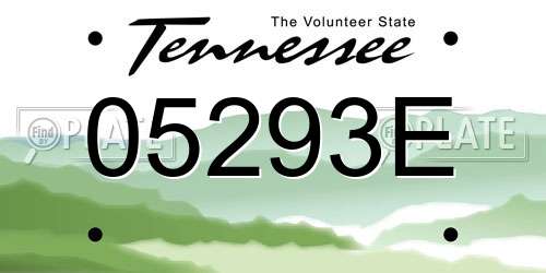 05293E Tennessee License Plate