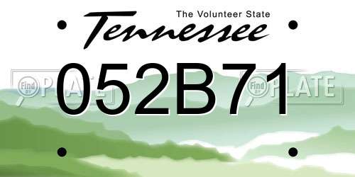 052B71 Tennessee License Plate
